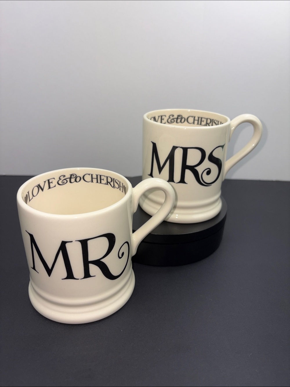Emma Bridgewater Mr and Mrs Black Toast Mug Set White Wedding